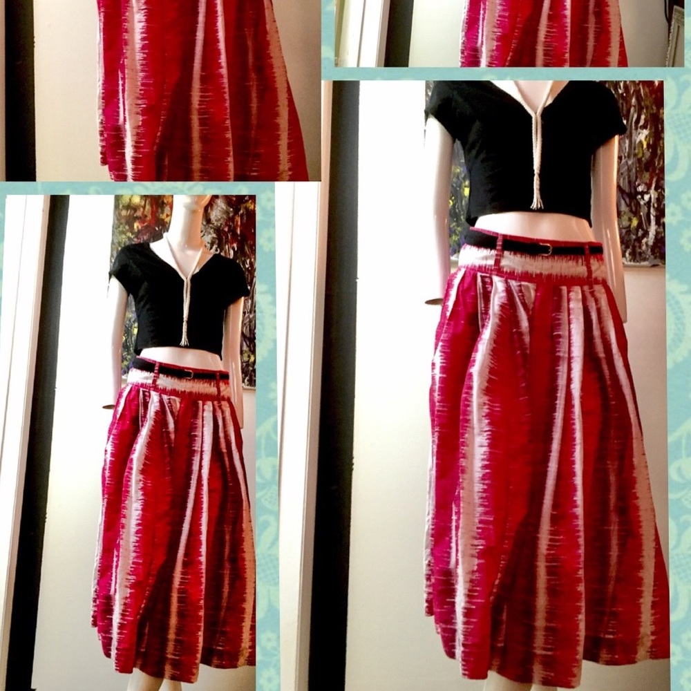 👒🌸Picnic Perfect Red & White Midi Skirt 💐🌸